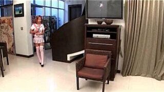 Teen ladyboy in uniform having anal sex porn video